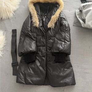 Mackage Black Puffer Coat with Fur Trim